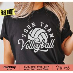 Volleyball Team Template With Name, Svg Png Dxf Eps, Volleyball Shirt Cut File, For Cricut, Volleyball Mom, Silhouette,
