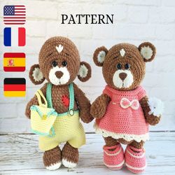 amigurumi toy pattern /teddy bear doll pattern / easy crochet pattern pdf fashion plush teddy bear diy tutorial german