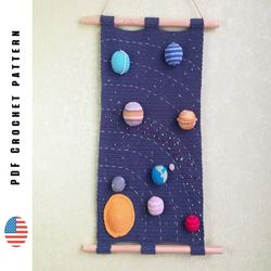 crochet space pattern, wall hanging decor solar system, toys crochet patterns