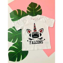 glitter unicorn atlanta falcons football team girls t-shirts and onesies, atlanta baby girl, gift for girls