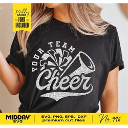 cheer svg, png dxf eps, cheerleader, cheerleading shirt, megaphone, pom pom, cheer cone, cricut, silhouette, digital fil