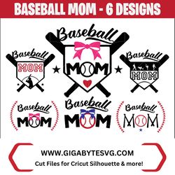 baseball mom - american sport svg, png, dxf files