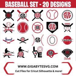 baseball designs set - american sport svg, png, dxf, eps files