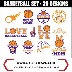 basketball svg bundle - american sport svg, png, dxf, eps files