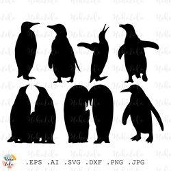 penguin svg silhouette cricut files clipart png stencil template dxf
