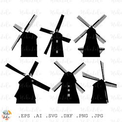 windmill svg silhouette stencil templates dxf clipart png cricut files