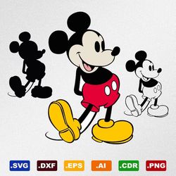 mickey mouse vintage retro svg, dxf, eps, ai, cdr vector files for cricut, silhouette