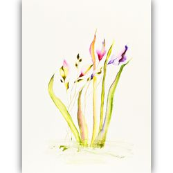 watercolor original art lily painting floral artwork flowers small wall art room decor painting