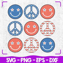 Groovy 4th of July Svg, Fourth of July, Retro Fourth of July Svg, American svg, Hippie Smiley Face svg, 4th of July svg