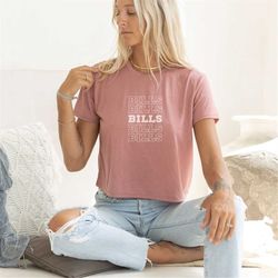 women's buffalo bills football mauve cropped tee, cute buffalo bills shirt, buffalo bills gift for her, bills fan gift