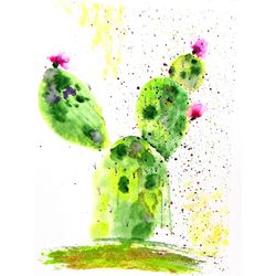 original watercolor cacti room decor succulent artwork arizona art desert  illustration painting