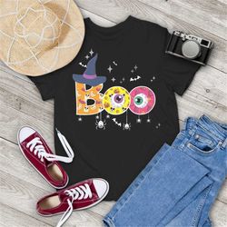 boo halloween costume spiders, ghosts, pumkin & witch hat vintage t-shirt, halloween shirt, witch pumpkin shirt, gift te