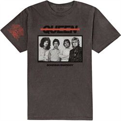 queen unisex t-shirt: bo rhap photo (dye-wash & sleeve print)