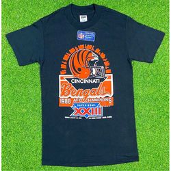 Vintage Cincinnati Bengals NFL Football T Shirt New With Tags Trench Small Made USA Ohio 1988 Super Bowl XXIII 80s Singl