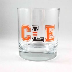 cle l striped cleveland browns whiskey glass/cleveland browns/browns football/cleveland browns glass/browns gift/cle