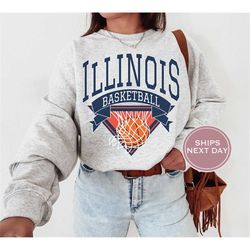 Illinois Sweatshirt - Illinois Basketball Sweatshirt - Urbana-champaign Illinois Crewneck - Retro Illinois Sweatshirt -