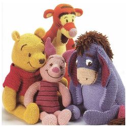 pdf vintage winnie pooh and friends crochet pattern | english | digital download