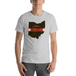 cleveland football ohio outline short-sleeve unisex t-shirt (brown design)