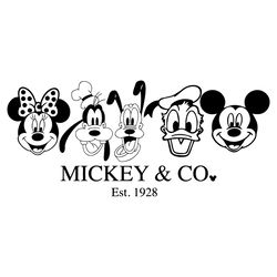 cartoon characters mickey and company est 1928 svg file for cricut