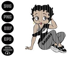 raiders betty boop-layered digital downloads for cricut, silhouette etc.. svg| eps| dxf| png| files