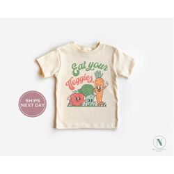 eat your veggies toddler shirt, retro toddler tee, cute vegetables toddler shirt