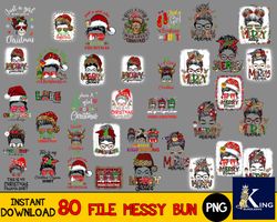 80 file messy bun bundle svg, digital download