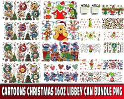 cartoons christmas 16oz libbey can bundle png, digital download