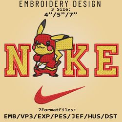 nike pikachu embroidery designs, pokemon embroidery files, cartoon machine embroidery pattern, digital download