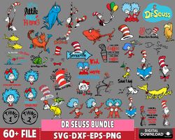 dr seuss bundle svg, 60 files dr seuss svg, digital download