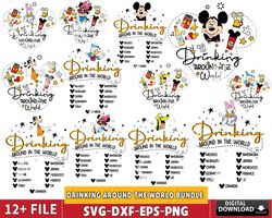 drinking around the world bundle svg, mickey drinking svg, mickey and friends,, digital download