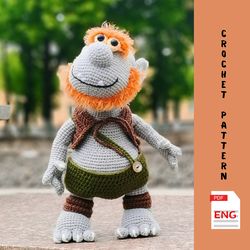 crochet amigurumi toy cute troll magnus, pdf english pattern