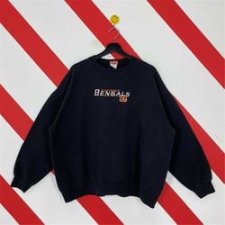 vintage cincinnati bengals sweatshirt cincinnati bengals crewneck bengals sweater sportswear nfl bengals embroidery logo