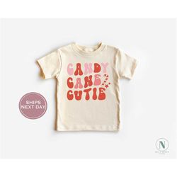 candy cane cutie toddler shirt - christmas retro shirt - toddler christmas shirt - vintage natural toddler tee