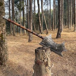 hand forged long custom axe | handmade survival knife axe | viking axe | ready to use full tang axe