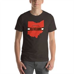 cleveland football ohio outline short-sleeve unisex t-shirt (orange design)
