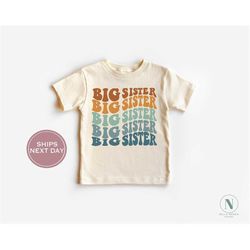 retro big sister toddler shirt - sister announcement shirt - sibling tee - big sissy shirt - natural toddler shirt