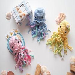 crochet jellyfish, pattern, english, pdf, amigurumi, handmade