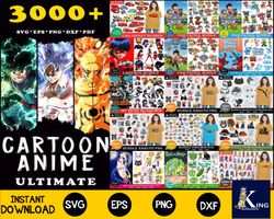 3000 file cartoon anime ultimate bundle svg, digital download