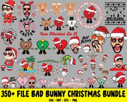 350 file bad bunny christmas bundle svg, digital download