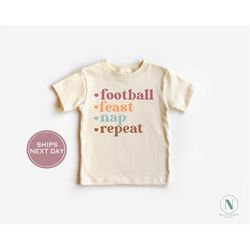 football fall toddler shirt - retro fall kids shirt - football feast nap repeat shirt - vintage natural toddler tee