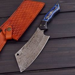 butcher knife, chef cleaver, chopper knife, handmade damascus steel butcher cleaver steak knife chef meat chopper