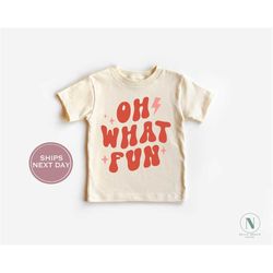 oh what fun toddler shirt - retro christmas kids shirt - cute christmas shirt - vintage natural toddler tee