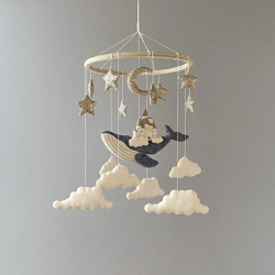 whale baby mobile for nursery, space mobile, gold stars and moon mobile, castle baby mobile, baby shower gift