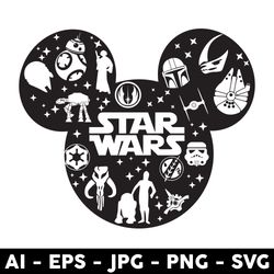 star wars svg, star wars character svg, mickey mouse svg, baby yoda svg, disney svg - digital file