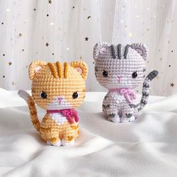 crochet pattern, the little grey tabby kitten pattern | crochet cat pattern | amigurumi cat | crochet grey tabby cat