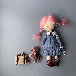 textile interior doll.hinged doll.unique product.