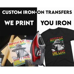 custom iron on full colour vinyl transfers t-shirt printing ready to print personalised text name logo photo bulk vinyl