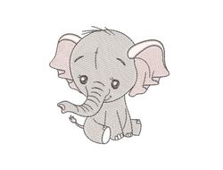 elephant embroidery design: a delightful addition to your collection, cute animal
