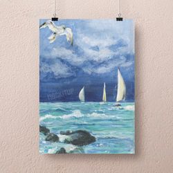 seascape art print original painting wall decor