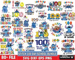 80 file stitch 100 day school bundle svg, 100 day school svg, digital download